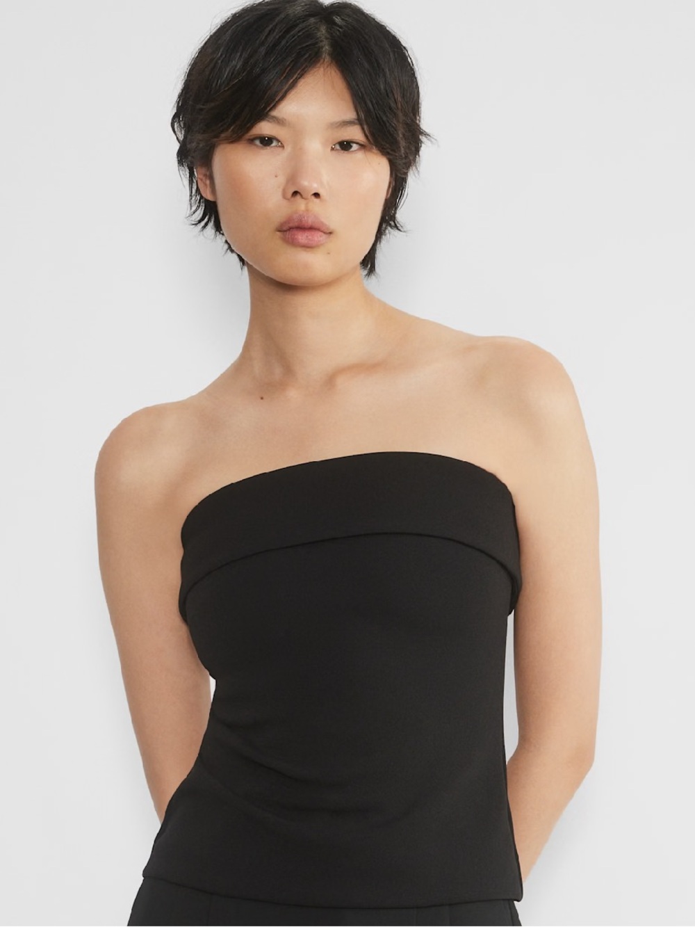 Aritzia Babaton White Strapless Fold-Over Tube Top